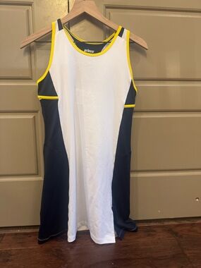 Prince White & Navy Tennis Dress with Yellow Trim